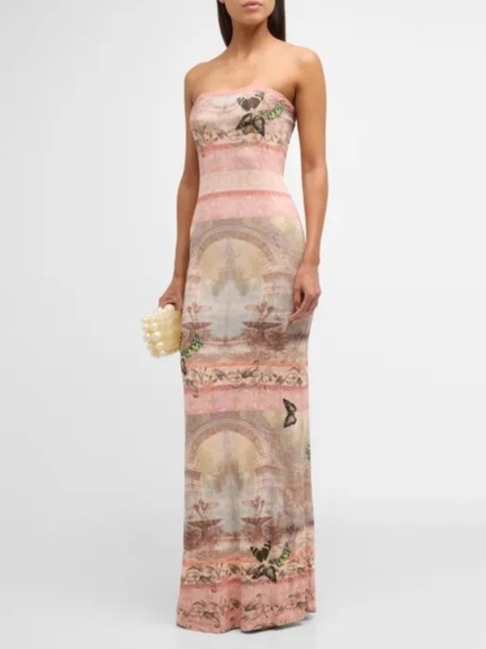 Alice + Olivia Delora Strapless Maxi Dress in Versailles Size 8 NWT